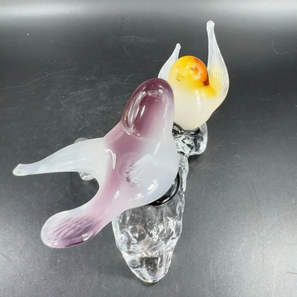 Venetian Italian Glass Love Birds Figurine Decor Opaline‎ Glass Hand Made AS IS
